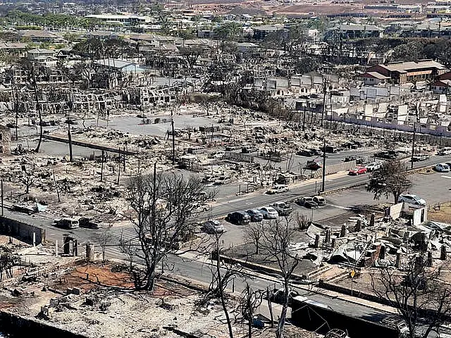 Burnt areas in Lahaina on the island of Maui