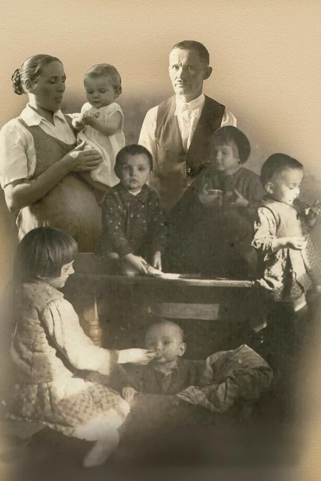 Polish farmer Jozef Ulma with his pregnant wife Wiktoria and their six children 