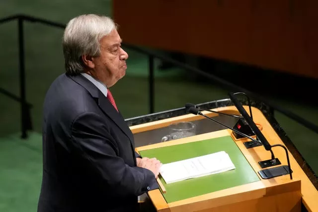 United Nations secretary-general Antonio Guterres speaks at the start of the session