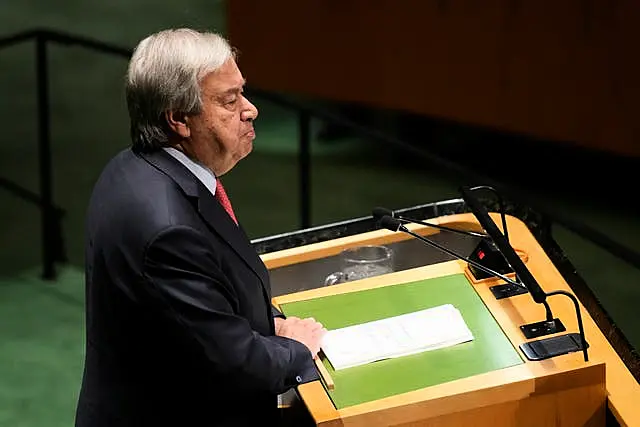 United Nations secretary-general Antonio Guterres speaks at the start of the session