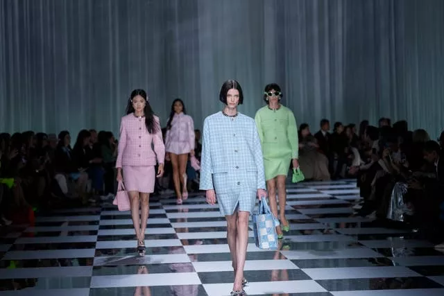 Models wear creations as part of the Versace women’s Spring Summer 2024 collection presented in Milan, Italy