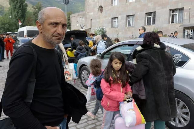 Ethnic Armenians from Nagorno-Karabakh arrive in Armenia’s Goris