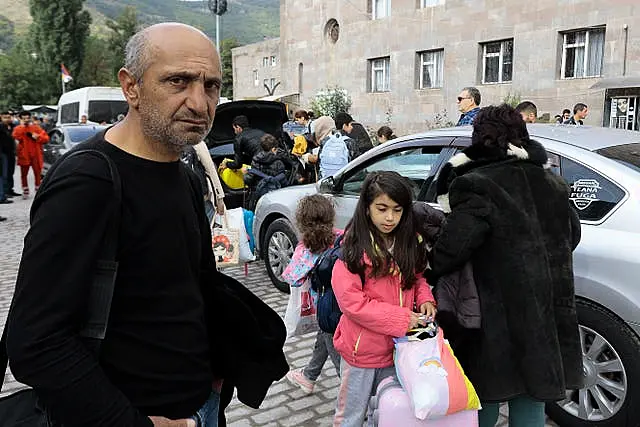 Ethnic Armenians from Nagorno-Karabakh arrive in Armenia’s Goris