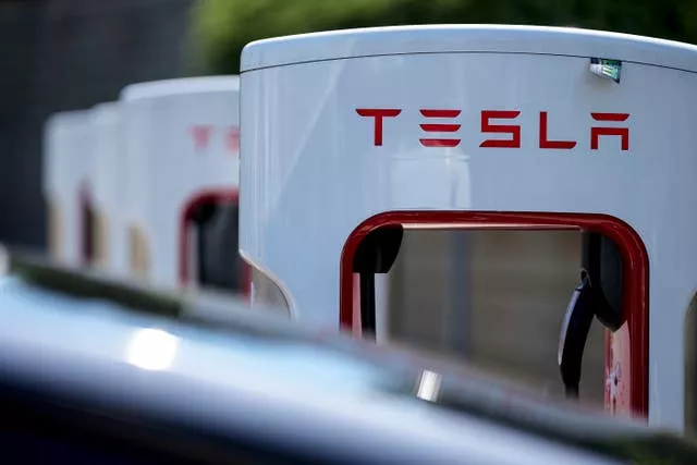  A Tesla charging station 