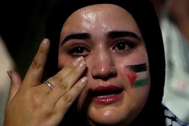 A pro-Palestinian protester in Madrid