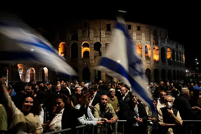 People attend a rally in support of Israel in Rome 