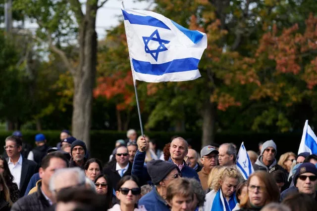 Supporters of Israel attend a solidarity event in Glencoe, Illinois 