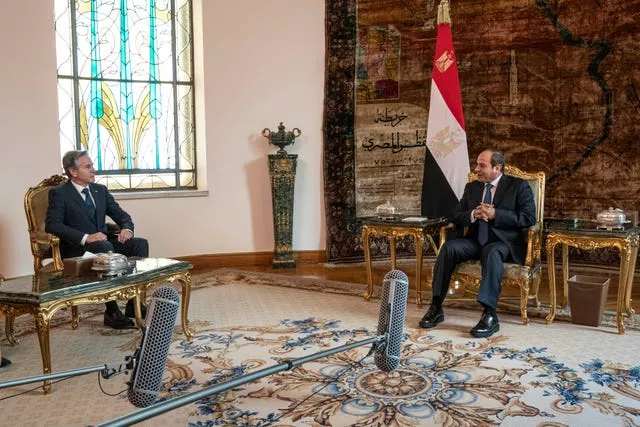US Secretary of State Antony Blinken, left, with Egypt’s President Abdel Fattah El-Sisi in Cairo 