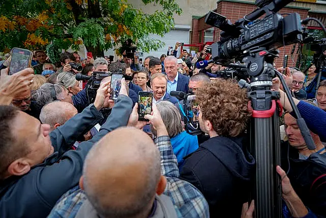 Poland’s main opposition leader Donald Tusk after casting his ballot 