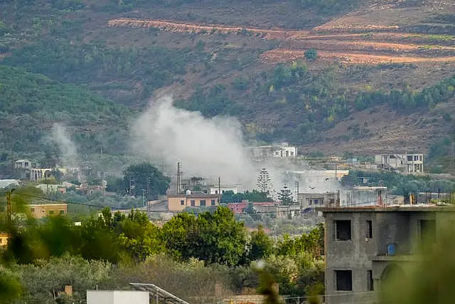 Smoke rises after a shelling in Um el-Tot, a Lebanese border village with Israel, south Lebanon