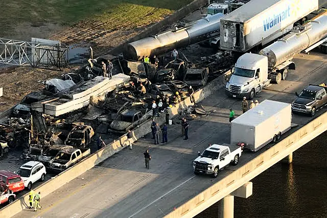 Emergency workers at the scene of the crashes 