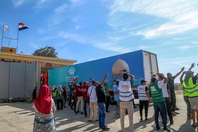 Humanitarian aid for the Gaza Strip at the Rafah border gate