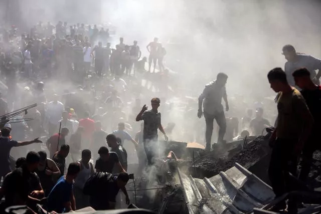 Gaza rubble and survivors