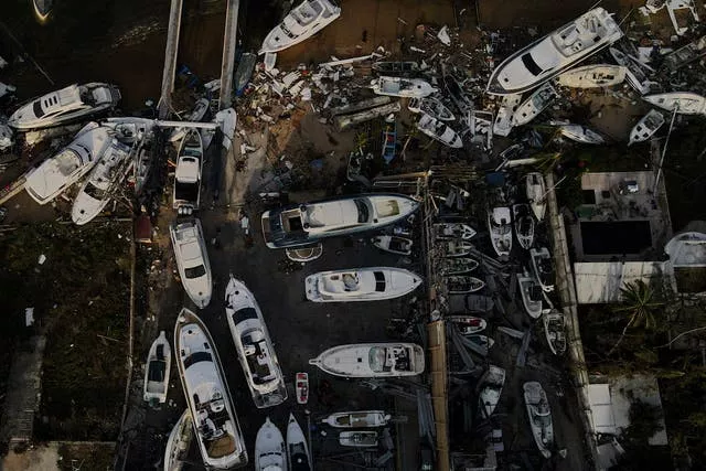 A yacht club in Acapulco in the aftermath of Hurricane Otis 