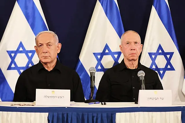 Benjamin Netanyahu and Yoav Gallant at a press conference