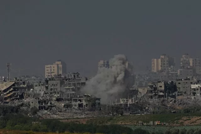 Smoke rises from the Gaza Strip during the ongoing bombardment by the Israeli military 