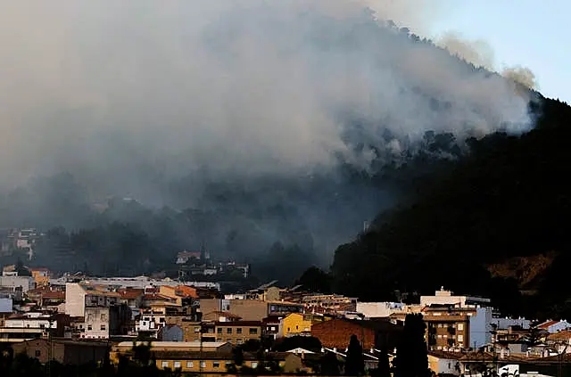 The wildfire advancing near the eastern town of Palma de Gandia in Valencia, Spain