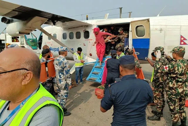 People airlifted from the earthquake-affected area