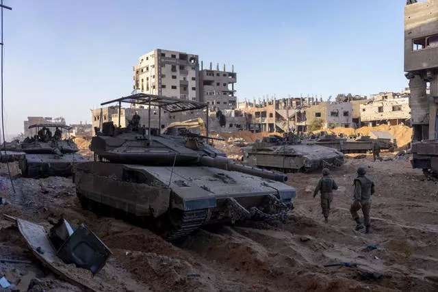 Israeli troops taking part in a ground operation in the Gaza Strip 