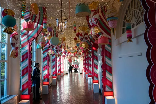 Holiday decorations adorn the White House for the 2023 theme Magic, Wonder, and Joy