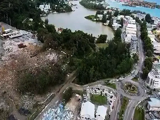 Buildings damaged after a massive explosion