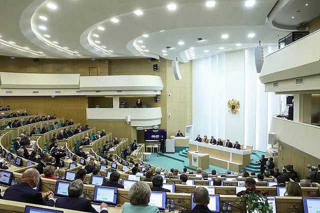 Legislators of the Federation Council of the Federal Assembly of the Russian Federation attend a session in Moscow, Russia