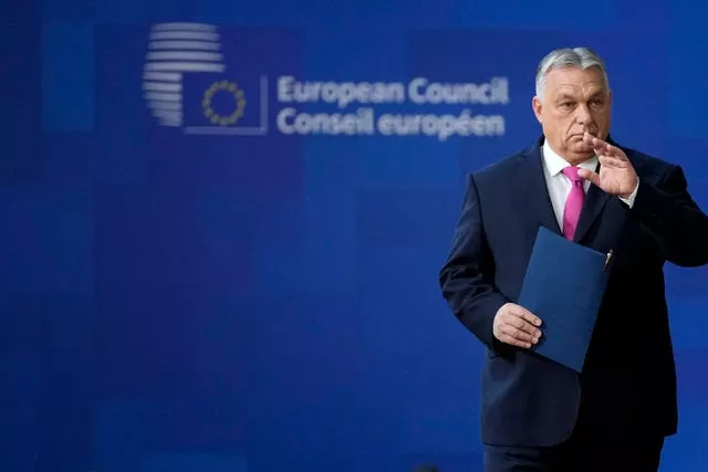 Hungary’s Prime Minister Viktor Orban arrives for an EU summit at the European Council building in Brussels 