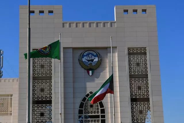 The national flag flying at half mast after the death of Sheikh Nawaf Al Ahmad Al Sabah in Kuwait