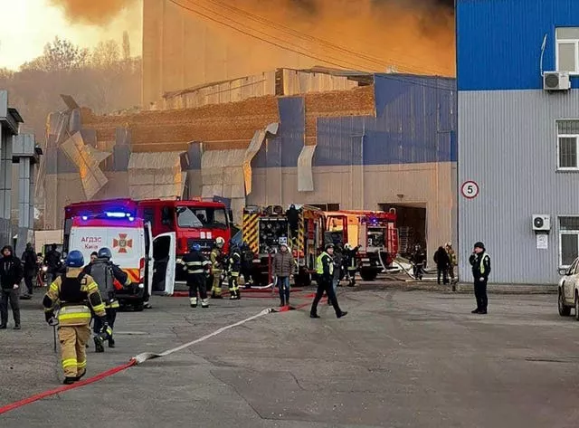 Ukraine building on fire