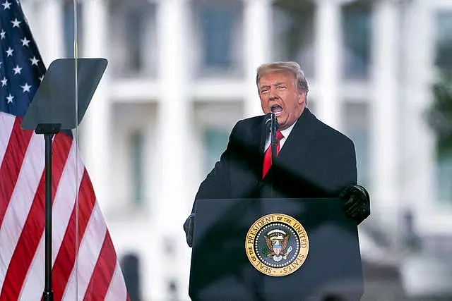 Donald Trump speaks during a rally