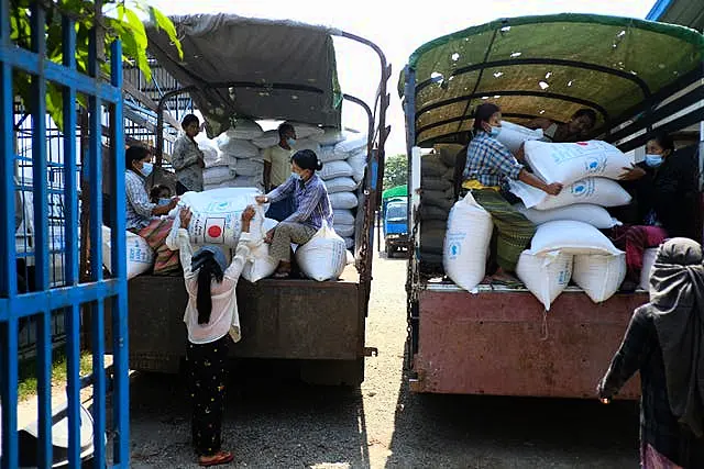 Relief food unloaded