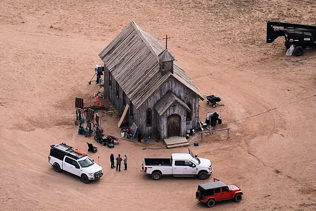 The Rust movie set at Bonanza Creek Ranch in Santa Fe, New Mexico