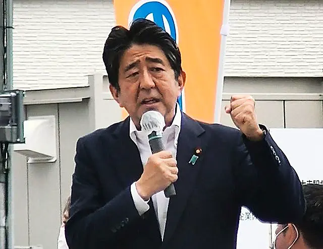 Japan’s former prime minister Shinzo Abe makes a campaign speech in Nara, western Japan, shortly before he was shot on July 8 2022