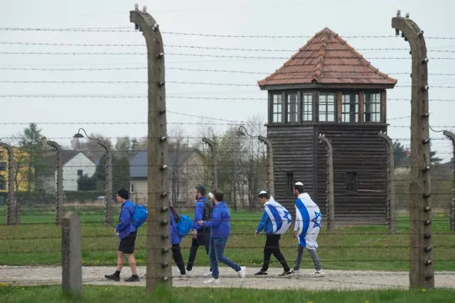 Jewish people visit the Auschwitz Nazi concentration camp after the March Of The Living annual observance in Oswiecim, Poland on April 28 2022
