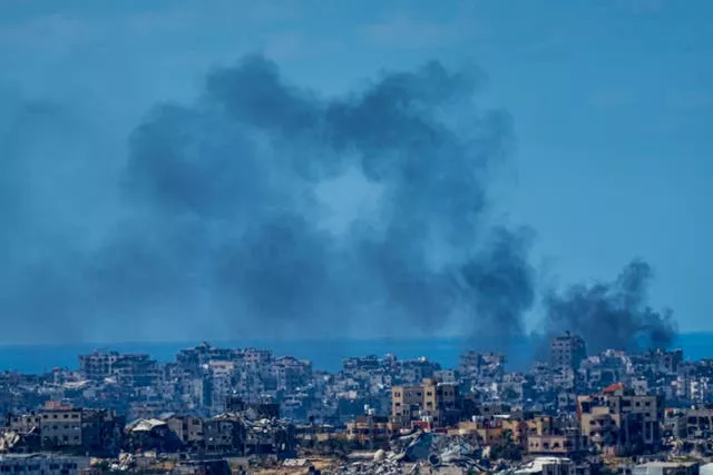 Smoke rises in the northern Gaza Strip
