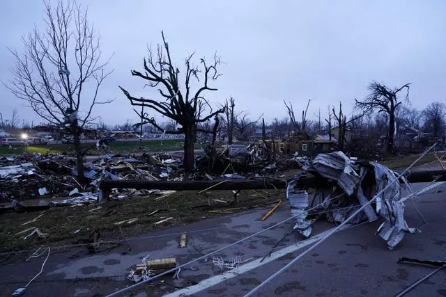 Debris from severe storms in Lakeview, Ohio 