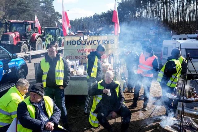Fronteira de protesto de agricultores na Polônia