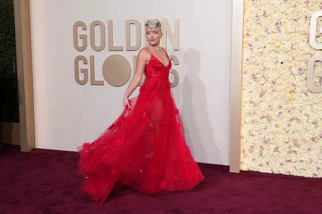 Florence Pugh arrives at the 81st Golden Globe Awards