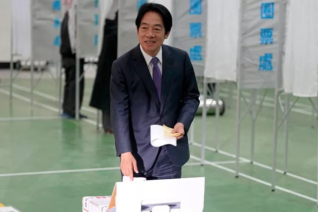 DPP presidential candidate Lai Ching-te, votes during the election