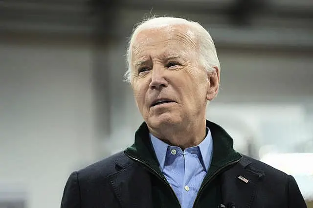 President Joe Biden speaks while visiting firefighters at the Allentown Fire Training Academy in Allentown, Pennsylvania