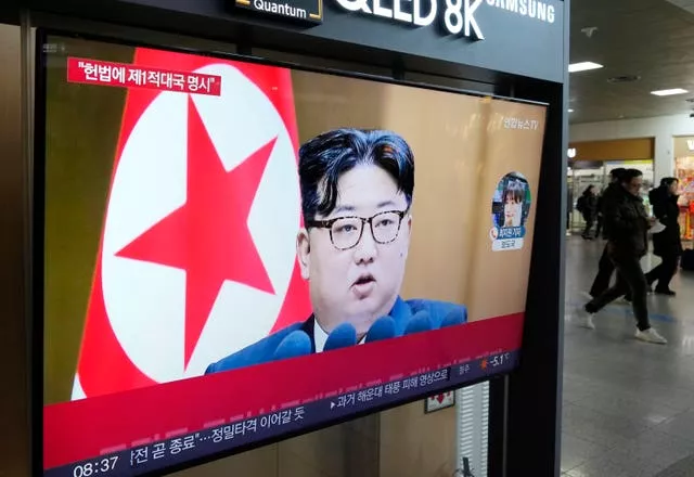 Líder norte-coreano em uma tela de TV