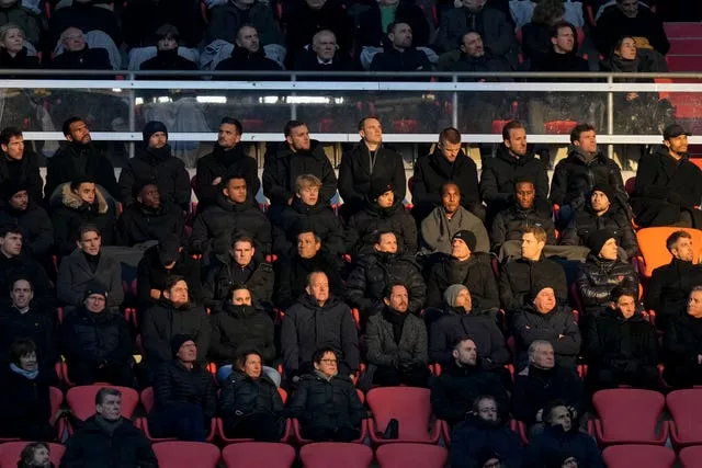 Bayern Munich’s players attend a memorial service for Franz Beckenbauer at the Allianz Arena