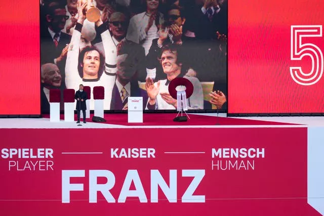 Tenor Jonas Kaufmann sings during a memorial service for Franz Beckenbauer at the Allianz Arena