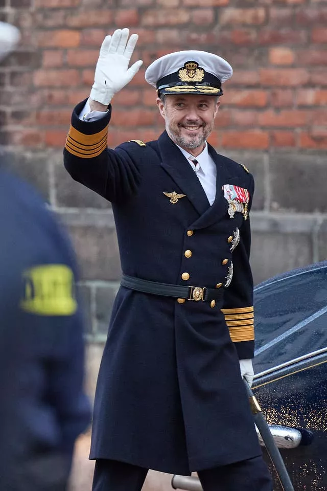 Denmark’s King Frederik X greets the crowd after a service on the occasion of the change of throne in Denmark, in Aarhus Cathedral, Aarhus, Denmark