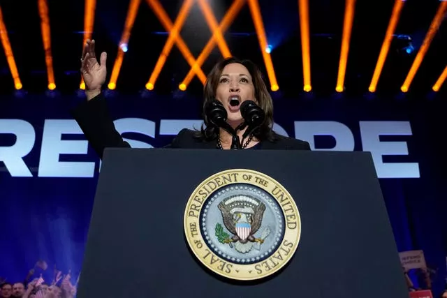 Kamala Harris speaking at an event