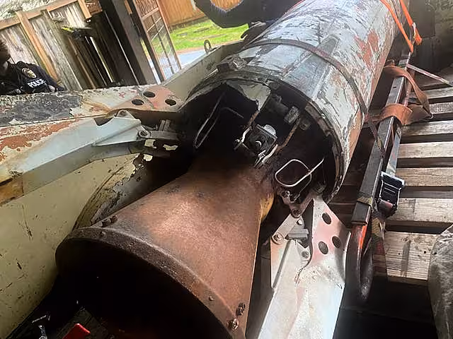 An inert rocket in the garage of a home in Bellevue, Washington 