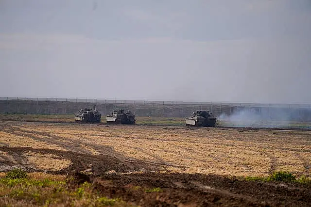 Israeli troops and vehicles