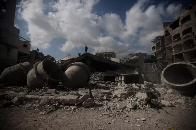 A mosque destroyed in an Israeli strike in Rafah