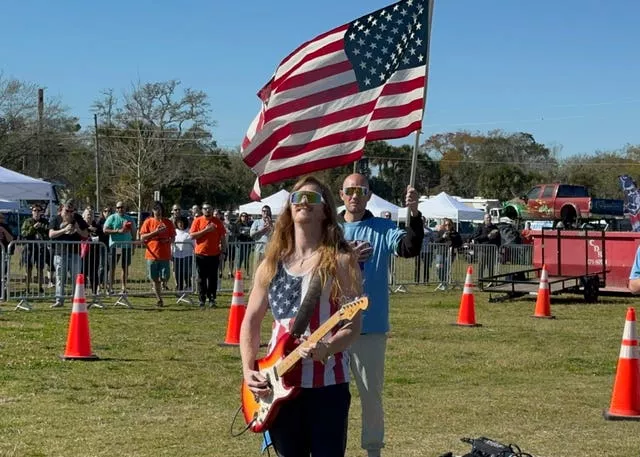 Guitarist playing the Star Spangled Banner