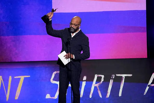 Jeffrey Wright accepts an award for his role in American Fiction